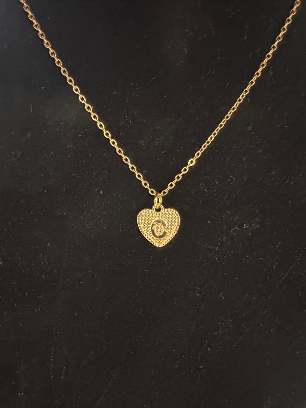 Gold Heart Initial 'C' Pendant Necklace - Women Jewelry